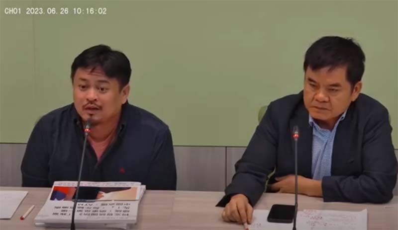 民進黨立院黨團今舉行時事回應記者會,書記長莊瑞雄(右)、立委洪申翰(左)。圖/截自民進黨立院黨團YT