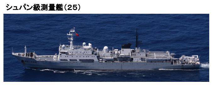 中共解放軍測量艦囂張在我海軍疏泊區情蒐。翻攝日本統合幕僚監部網站