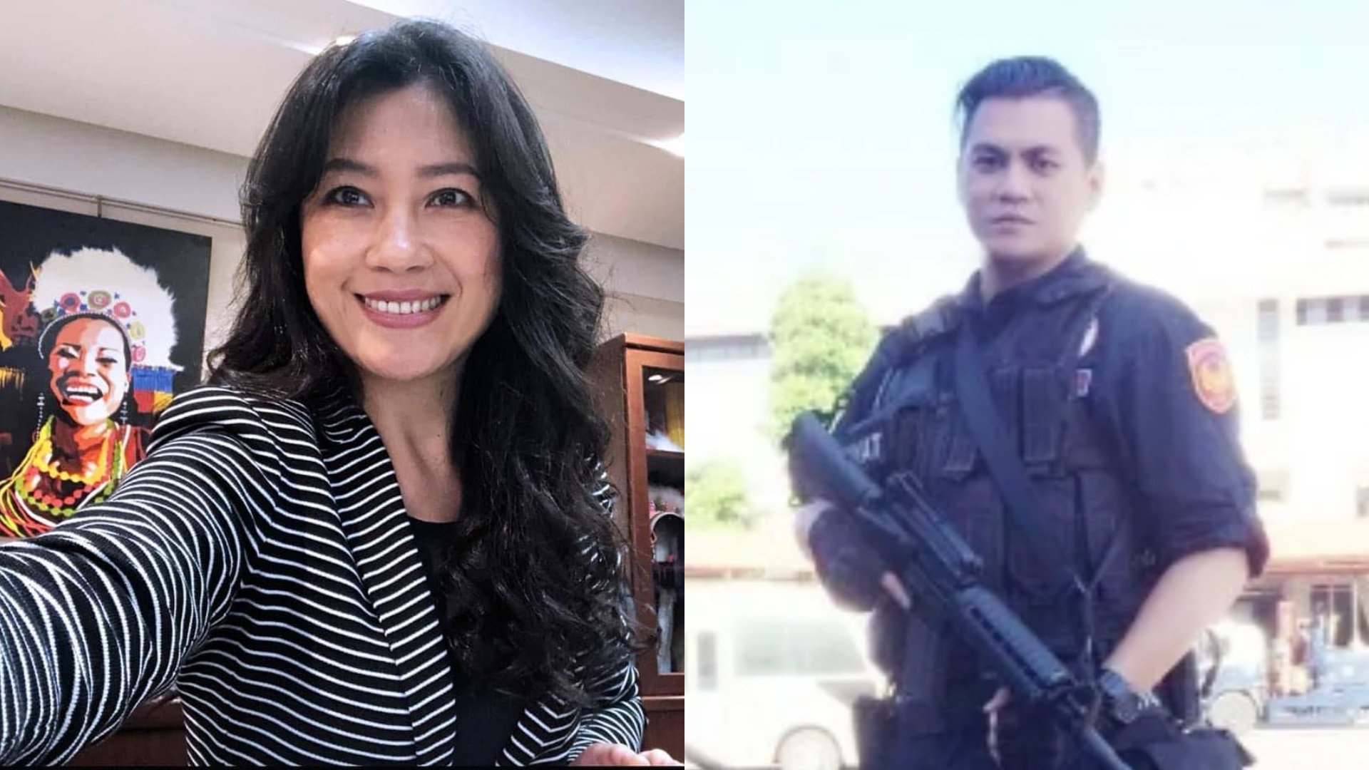 總統府發言人Kolas（左）遭週刊踢爆與已婚隨扈李世勳（右）不倫戀。左翻攝Kolas臉書、右翻攝畫面