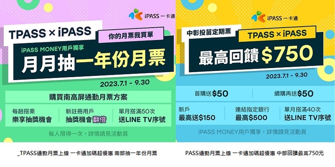 TPASS南高屏、中彰投苗生活圈通勤月票上線   一卡通加碼超優惠 南部抽一年份月票及中部回饋最高750元