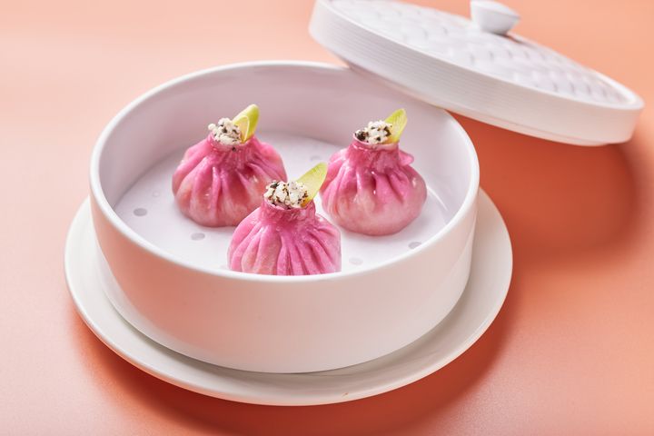 甜菜蘆筍龍蝦餃(三件)。 圖:玖尹/提供