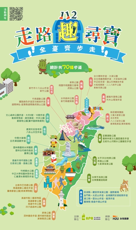 112年全臺健走步道路線（圖：衛福部國健署）