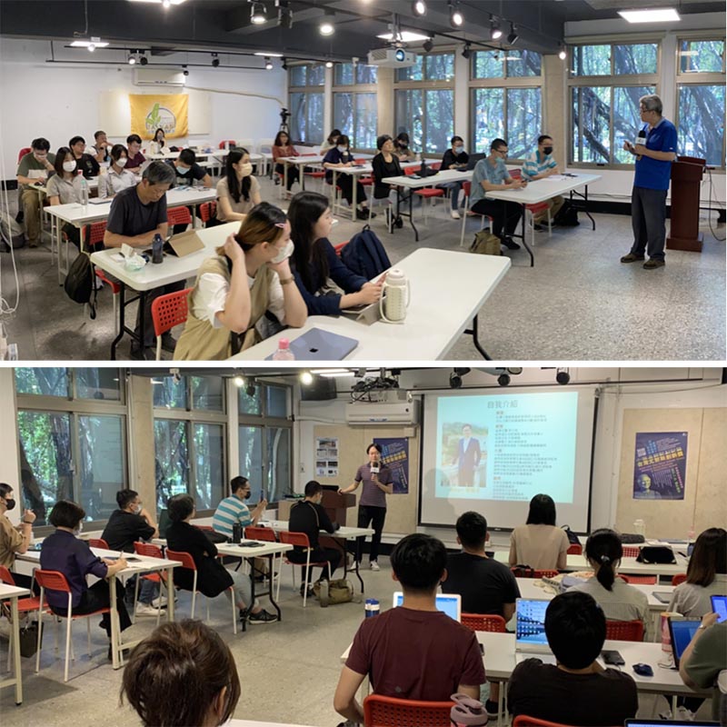 圖/基金會舉辦社企培訓交流課程邀請到台灣社會企業創新創業學會的胡哲生前理事長及中華創業家跨界交流協會的曾暐志理事長與學員分享台灣社企現況及社企競賽提案重點。 (尤努斯基金會提供)