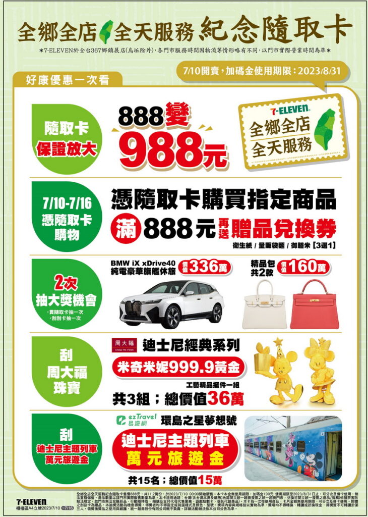 7-ELEVEN限量販售全鄉全店隨取卡
