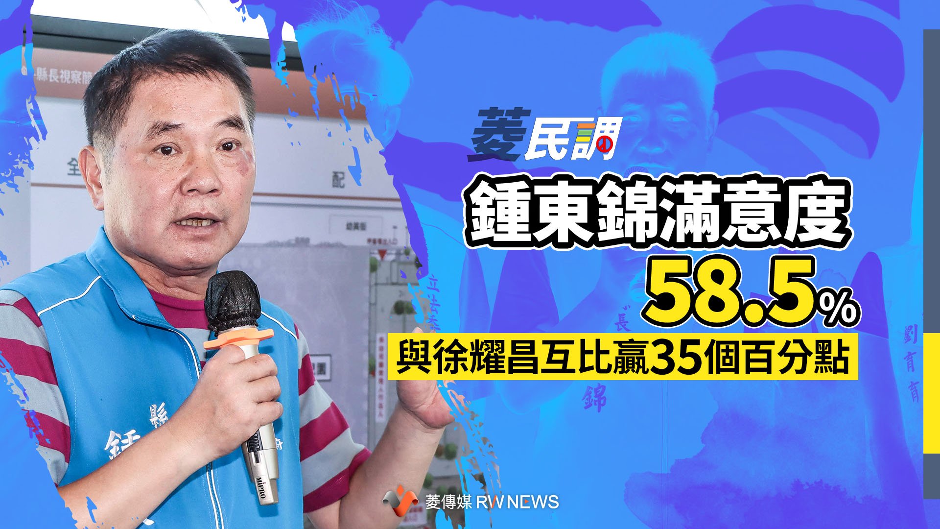 菱民調/鍾東錦滿意度58.5% 與徐耀昌互比贏35個百分點