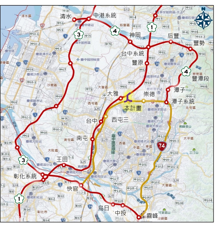 臺中都會區路網圖（圖：交通部高公局）