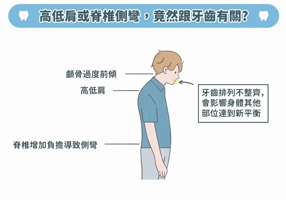 高低肩、駝背 與牙齒不正有關