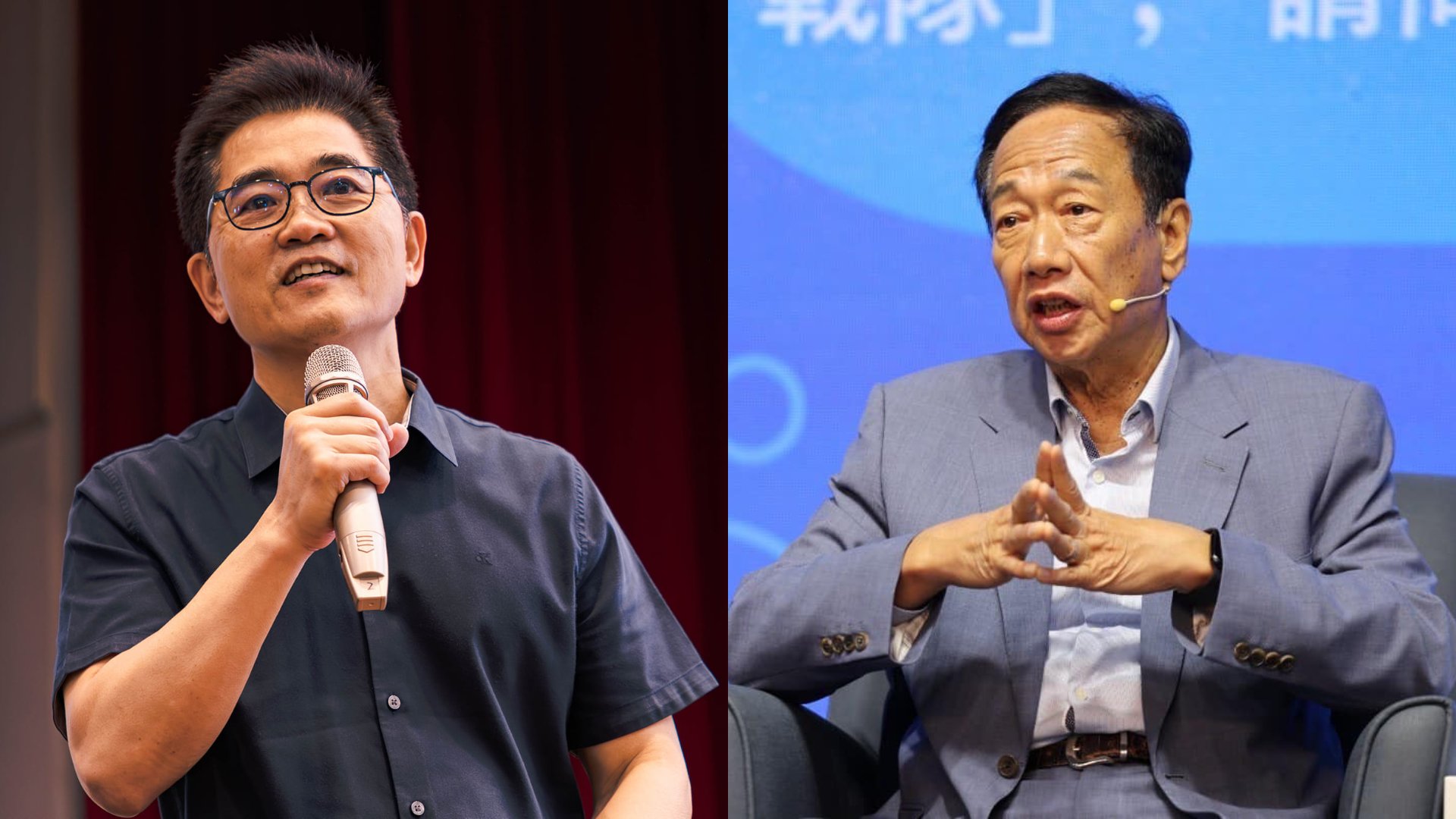 國民黨秘書長黃健庭(左)日前稱,郭台銘(右)曾答應輸了會支持侯友宜,並接受國民黨安排為不分區立委,爭取選立法院長。翻攝兩人臉書