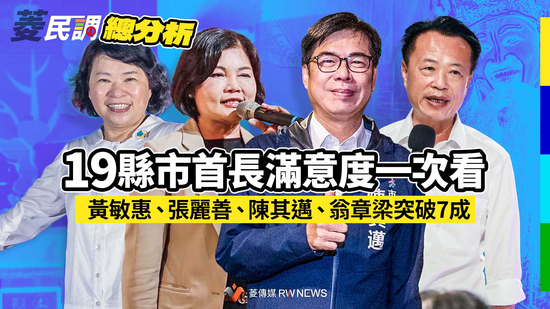 菱民調總分析1/19縣市首長滿意度一次看 黃敏惠、張麗善、陳其邁、翁章梁突破7成