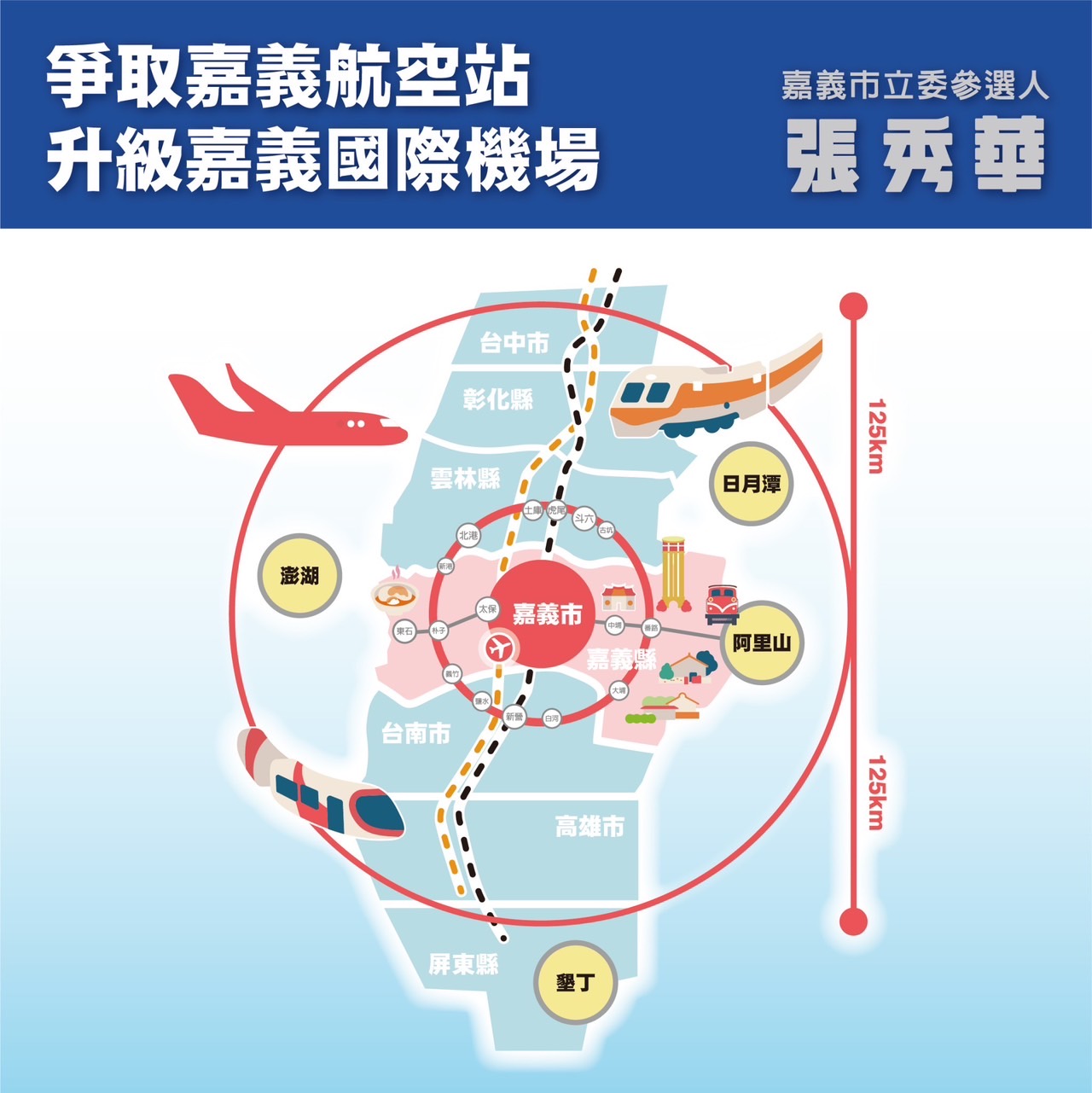 嘉義航空站國際化帶動周邊地區繁榮發展。(立委參選人張秀華服務處提供)