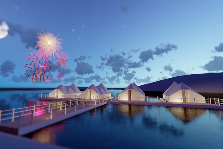 「Mont-Lac」湖上豪華營區示意圖。 圖:NIPPON THEMEPARK DEVELOPMENT Co., Ltd./來源