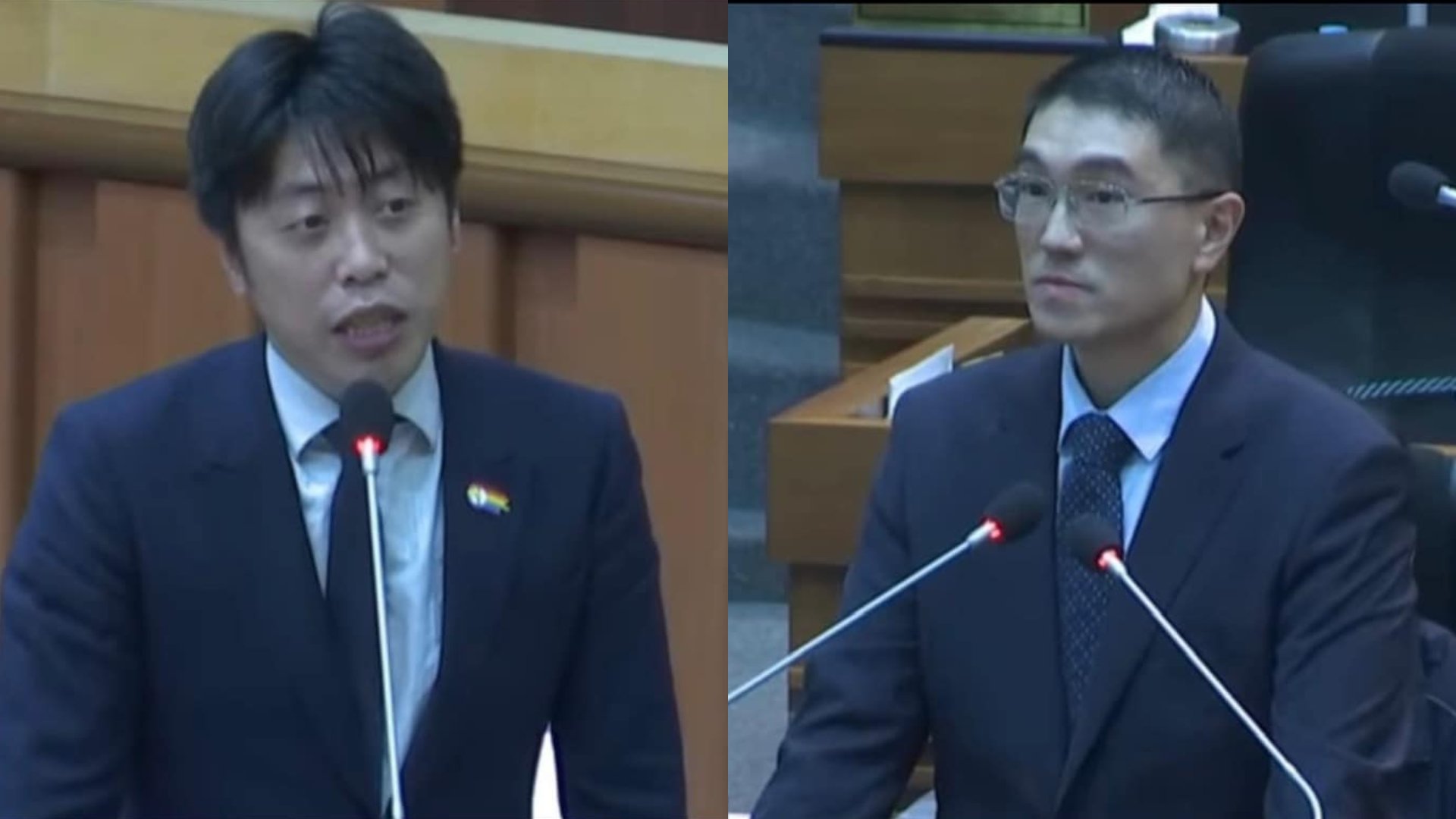 基隆市長謝國樑(右)擬裁撤觀銷處,市議員張之豪(左)批格局與胸襟令人嘆為觀止。翻攝張之豪臉書