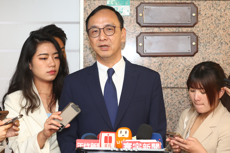 朱立倫說明執政大聯盟是國民黨執政後的目標。中央社