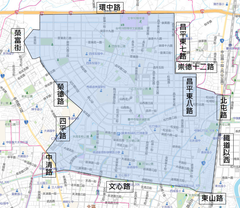 台中停水範圍-藍色區塊