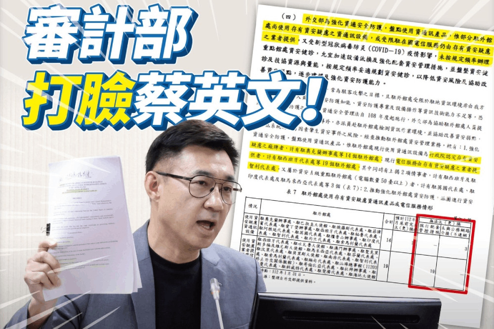 外館資安不設防 江啟臣:109駐外館處33個有疑慮 284 外館資安不設防 江啟臣:109駐外館處33個有疑慮 283