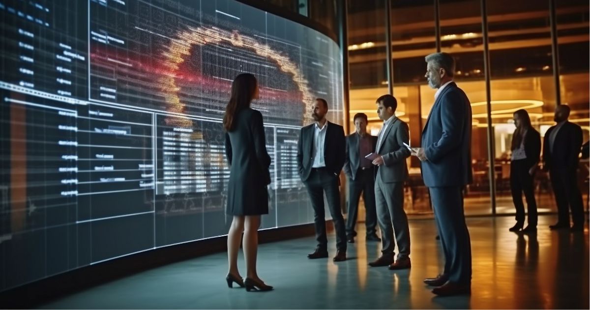 1200-group-business-people-dark-room-are-gathered-front-sizable-informational-data-display-screen-using-generative-ai
