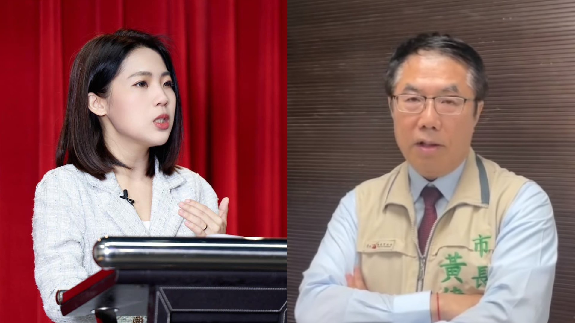 台南市長黃偉哲(右)向徐巧芯(左)開戰,並反酸國民黨總統參選人侯友宜太弱了。翻攝兩人臉書