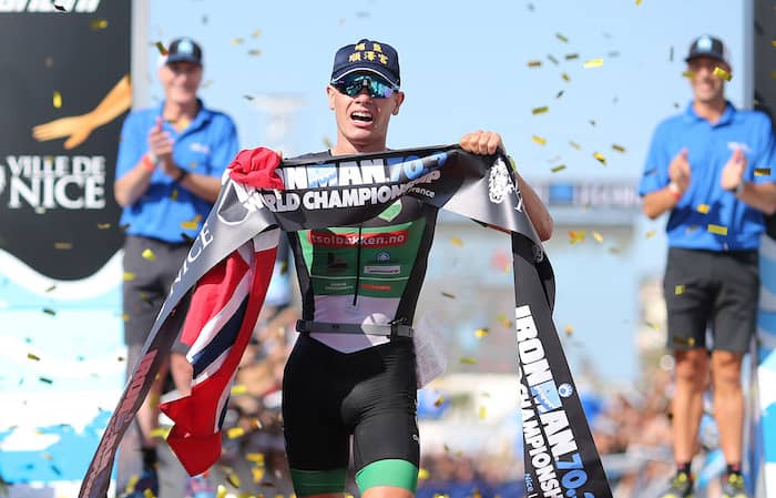 Gustav Iden 奪得 2019 IRONMAN 70.3 World Championship 金牌 照片來源:tri247