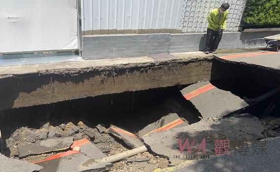 竹縣府前建案旁再現天坑 縣府開罰並勒令停工