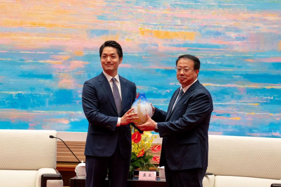 稱雙城論壇在兩岸關係具指標意義 蔣萬安期盼雙城好兩岸好 280 蔣萬安前往上海出席雙城論壇。圖為昨晚上海舉辦歡迎晚宴。