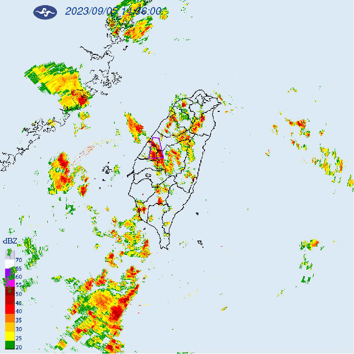 午後對流旺盛 氣象局針對中市、彰化、南投發布大雷雨即時訊息 60 大雷雨