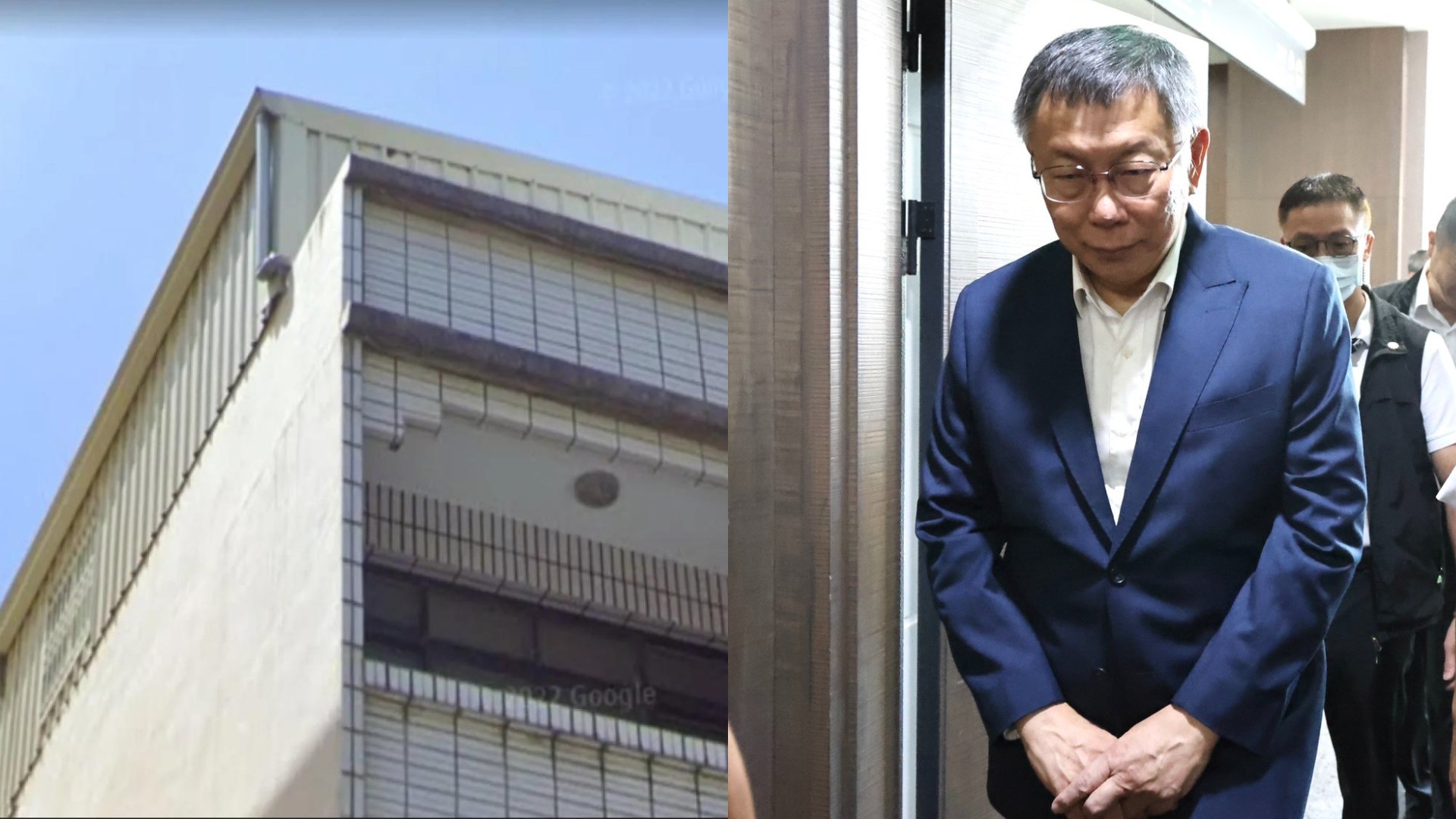 柯文哲(右圖:林啟弘攝)新竹老家違建。翻攝孟買春秋臉書