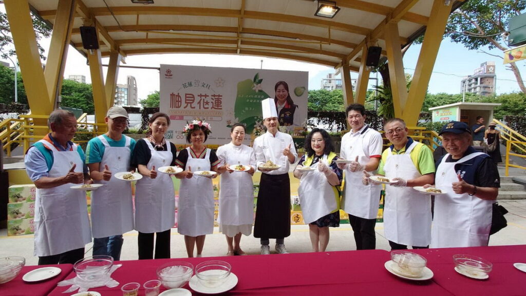 花蓮縣政府為推廣花蓮文旦柚,在臺北希望廣場舉行2023花蓮文旦記者會