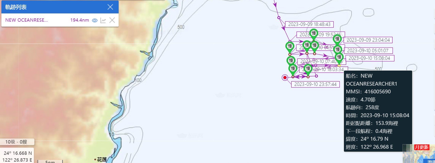 日艦干擾我海研一號執行東北海域科研計畫。「Taiwan ADIZ」粉絲專頁提供