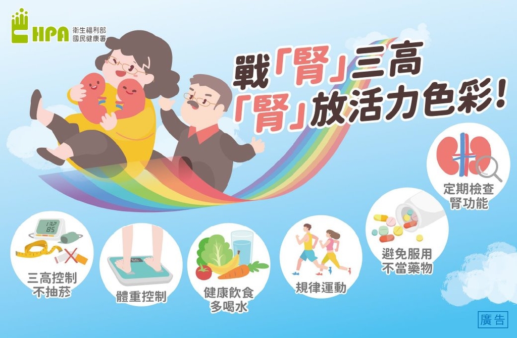 戰「腎」三高，「腎」放活力色彩（圖：衛福部國健署）