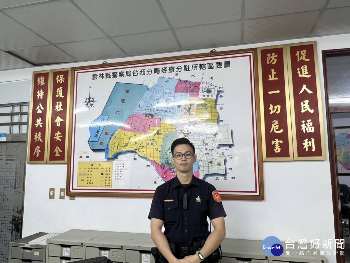 麥寮分駐所警員邱炳翰開道助婦人及時就醫／林詩涵翻攝
