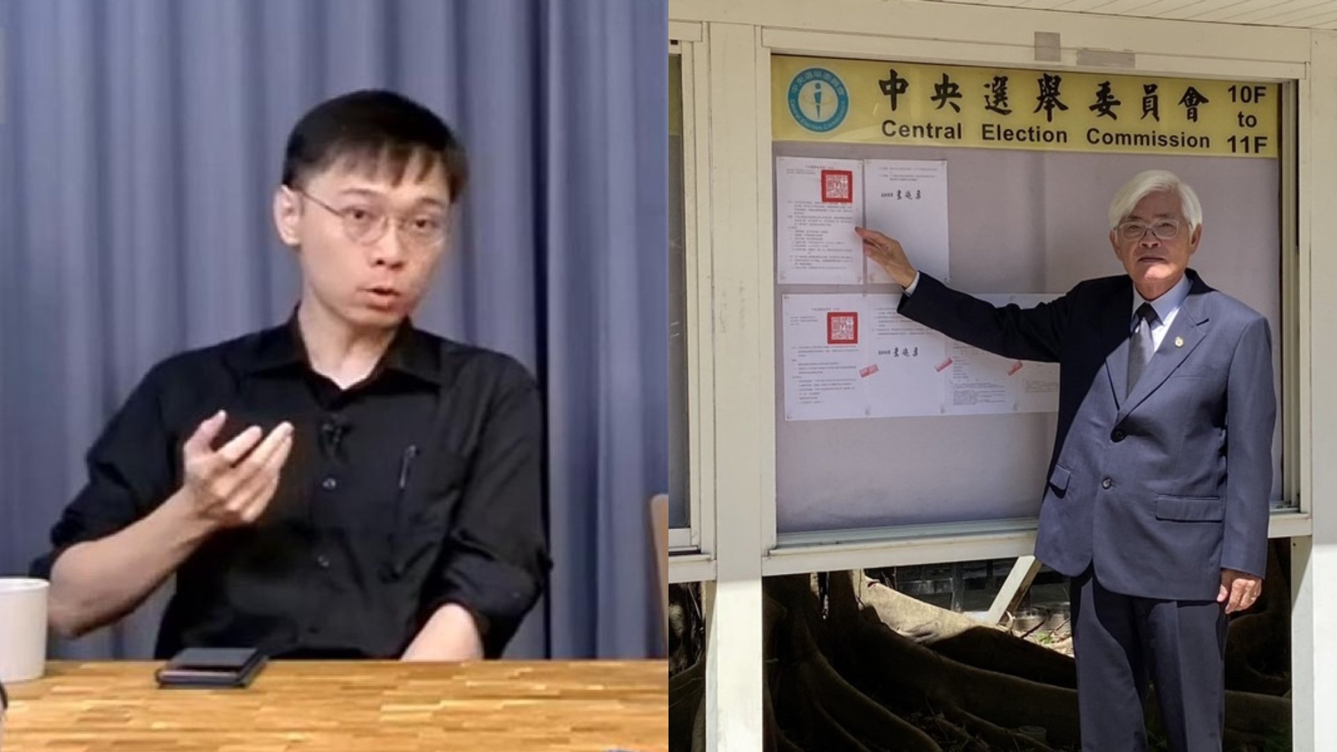 中選會主委李進勇(右圖,中央社)指郭台銘陣營「電子連署」不符規定,黃士修(左圖,資料照片)批行政打壓。