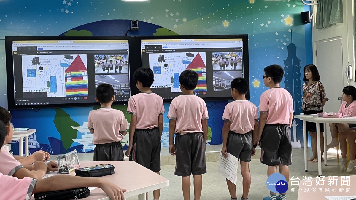 永寧國小學童透過視訊與韓國首爾市新石小學進行交流活動