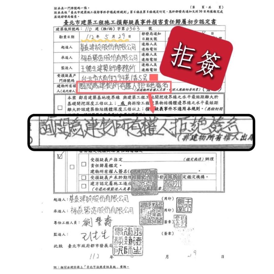 九成住戶拒背書基泰仍可施工 許淑華批柯文哲:這叫修嚴? 256 九成住戶拒背書基泰仍可施工 許淑華批柯文哲:這叫修嚴? 255