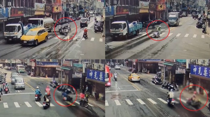 小貨車潤滑油桶傾倒滲漏路面 波及4路過騎士滑倒慘摔 62 316 | 社會 社會 記者爆料網