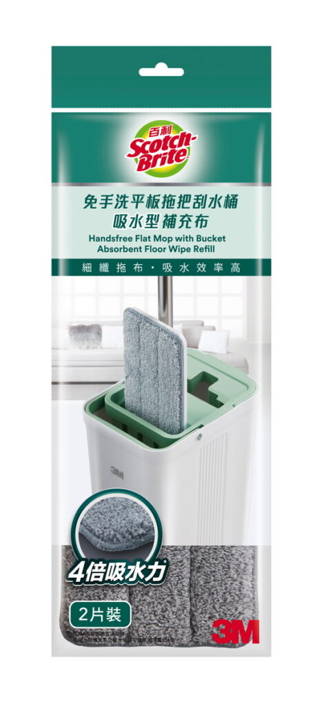 3M百利免手洗平板拖把刮水桶吸水型補充布2片裝