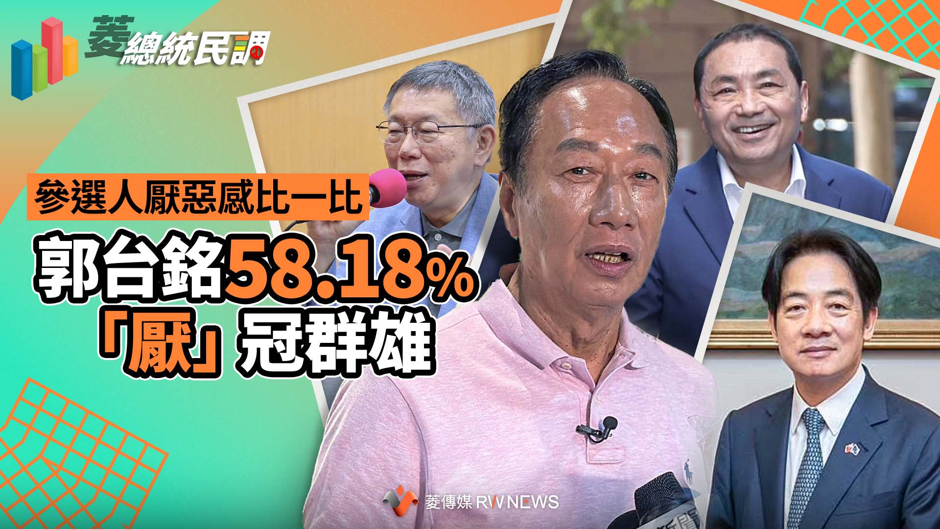 菱總統民調2/參選人厭惡感比一比 郭台銘58.18%「厭」冠群雄