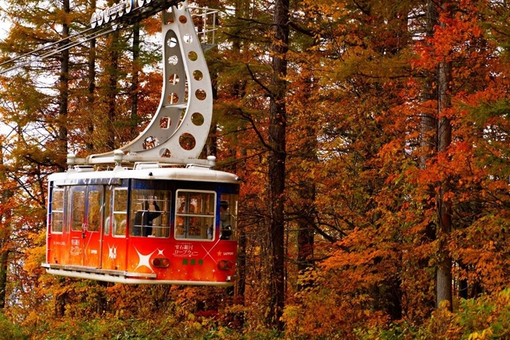 「雫石紅葉纜車」移動途中紅葉相伴,帶領遊客享受秋季最美空中漫步。 圖:雫石王子大飯店/來源