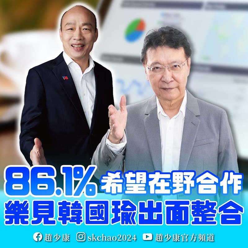 @SCOOP Angel Chen 廣播名人趙少康透露,「藍白合」10月中整合態勢已明朗。圖/取材趙少康臉書