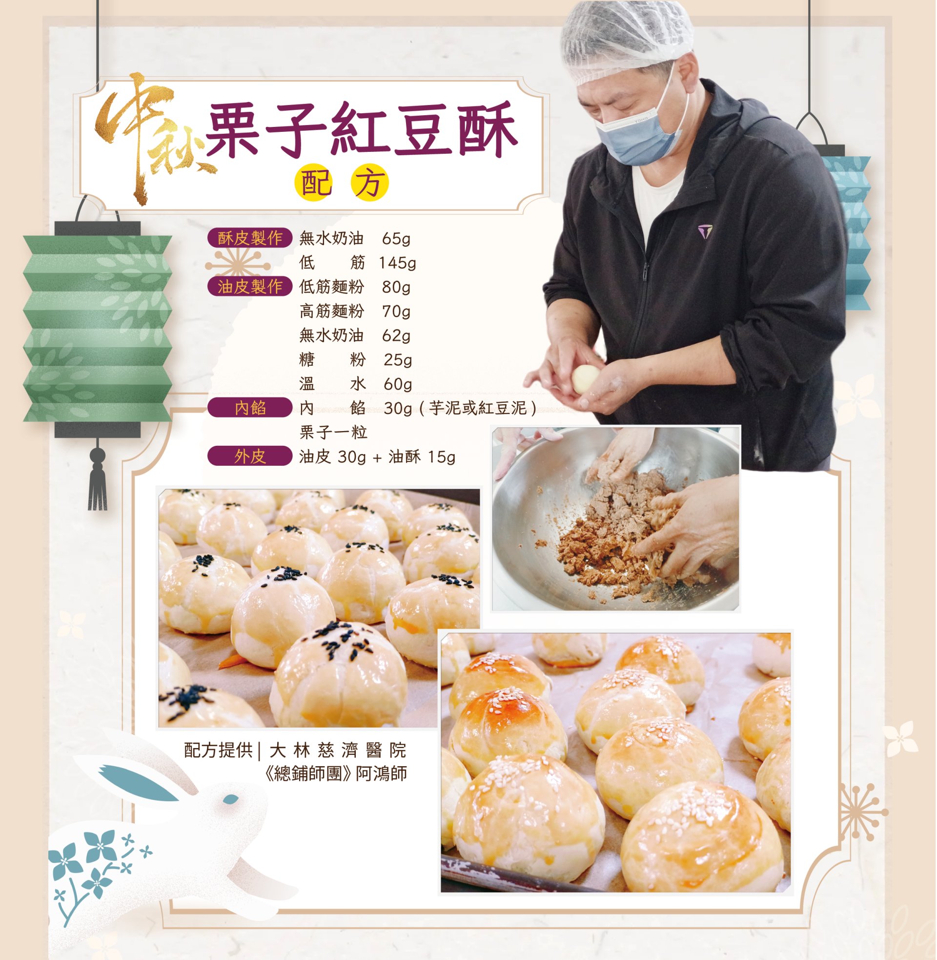 阿鴻師提供,配方 - 中秋素粟子酥月餅