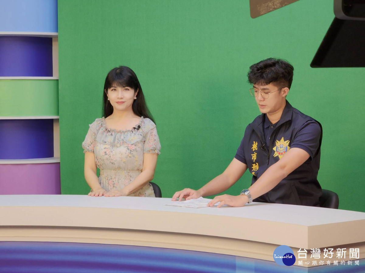 桃園警察分局邀請玉女歌手陳艾湄,與警方一起拍攝反詐騙宣傳影片。