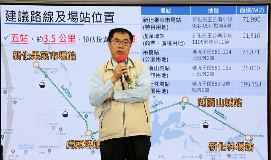 台南新化虎頭埤公告招商民間投資建纜車