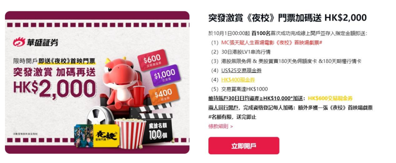 華盛証券獨家加碼派送《夜校》首映門票 與張天賦見面齊觀影