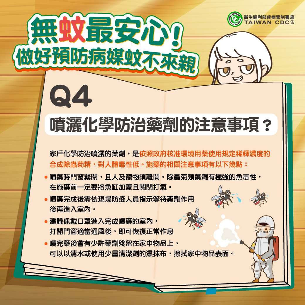 雲林縣10月3日增2例確定病例，防疫人員已進行化學防治噴死帶病毒的成蚊／雲林縣政府提供