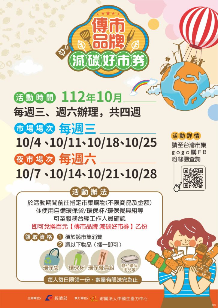 經濟部即日起舉辦『傳市品牌 減碳好市券』活動