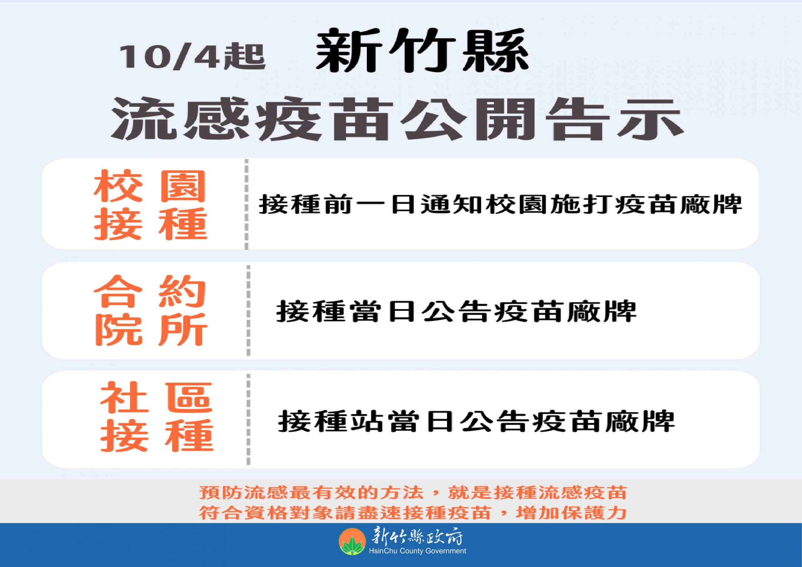 接種資訊透明化 竹縣流感疫苗廠牌校園接種前一日公告