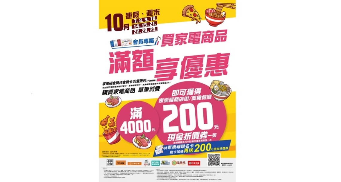 家樂福狂歡週年慶百大品牌滿千送百元現金折價卷 100 中獎率百萬好禮