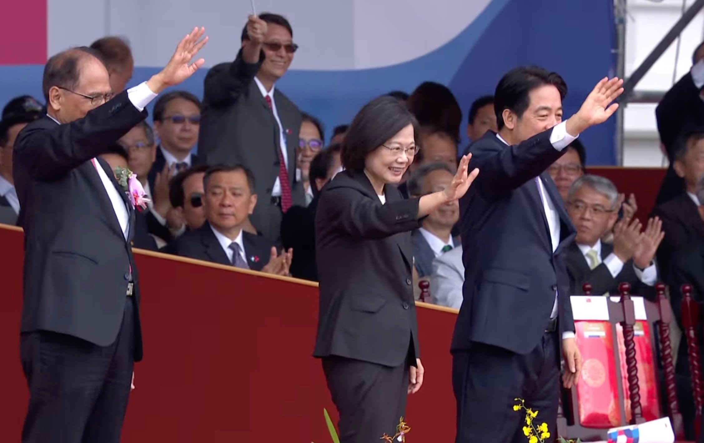 蔡英文國慶演說,共提到37次「台灣」、2次「中華民國台灣」、5次「中華民國」。翻攝畫面