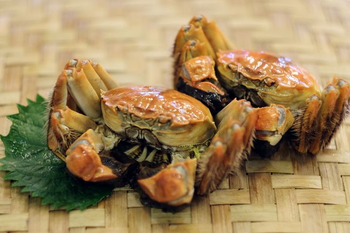 台北天成大飯店「金秋.饗蟹宴」之中的清蒸大閘蟹。 圖:台北天成大飯店/提供