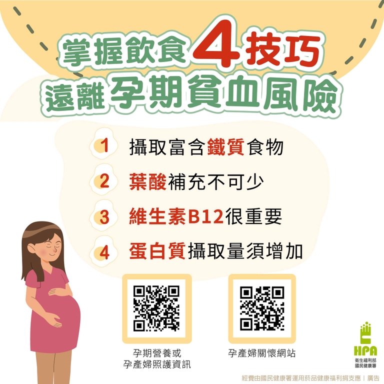 孕媽咪們注意，絕對不能輕看貧血症狀（圖：衛福部國健署）