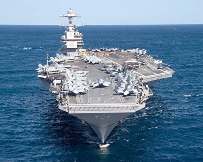 2023年3月19日,美軍的福特號航母在大西洋執行任務。圖/美國海軍